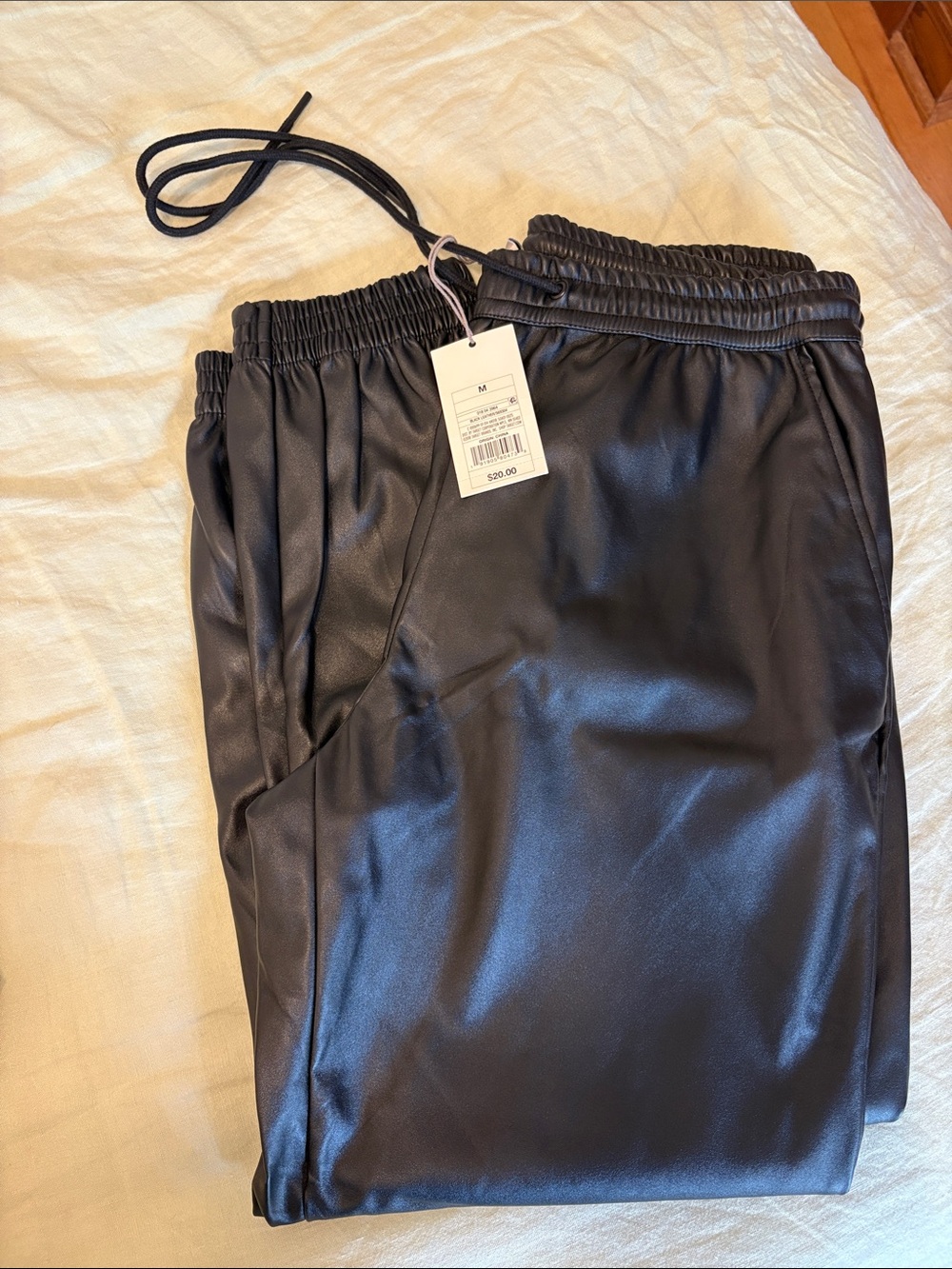 a new day Black Faux Leather Jogger Pants